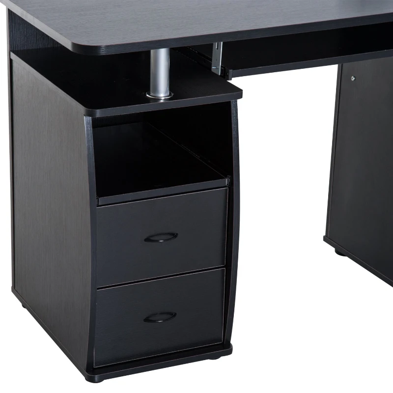 HOMCOM MDF Multi-Level Home Office Workstation Desk with Drawers Black