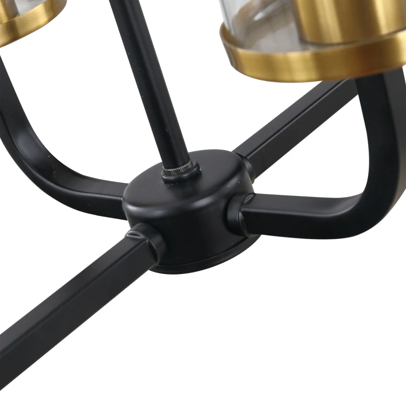 HOMCOM Steel Frame 6 Glass Light Ceiling Pendant Black/Gold