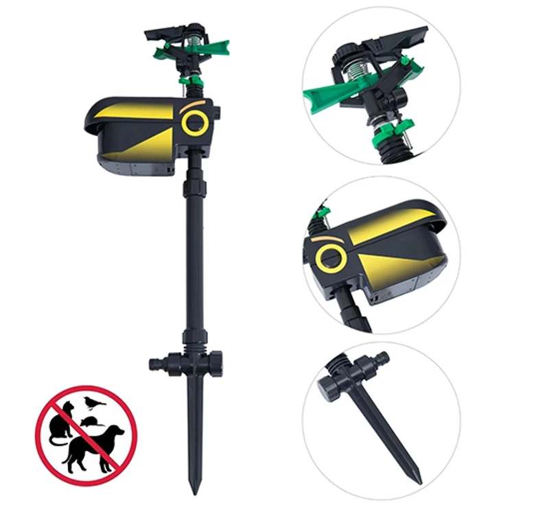 PawHut ABS Movement Sensor Water Sprinkler Garden Animal Repellent Black