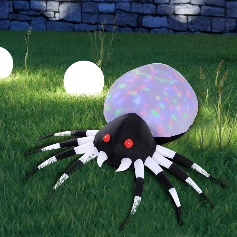 HOMCOM Inflatable Halloween Spider Outdoor Decoration w/ LED Lights 200cm