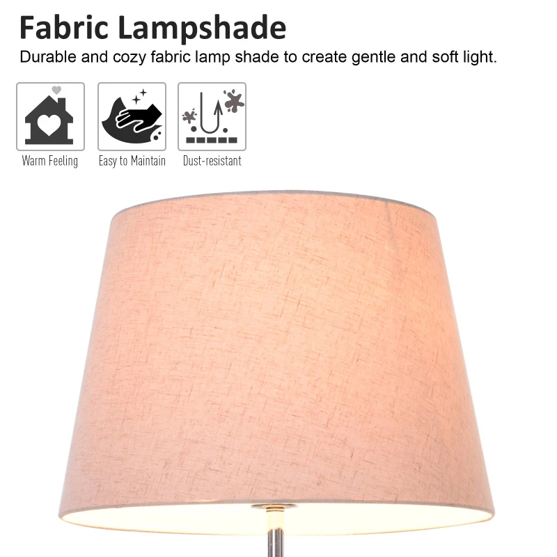 HOMCOM Metal Frame 3-Tier Shelf Tripod Lamp w/ Foot Switch Beige