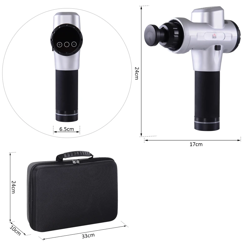 HOMCOM Silica Gel 6-Head 20-Level Intensity Handheld Electric Massager Black