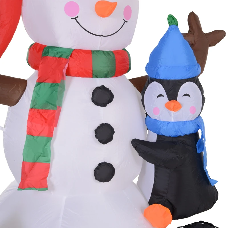 HOMCOM Christmas Inflatable Snowman and Penguins Outdoor Home Seasonal Decoration w/ LED Light