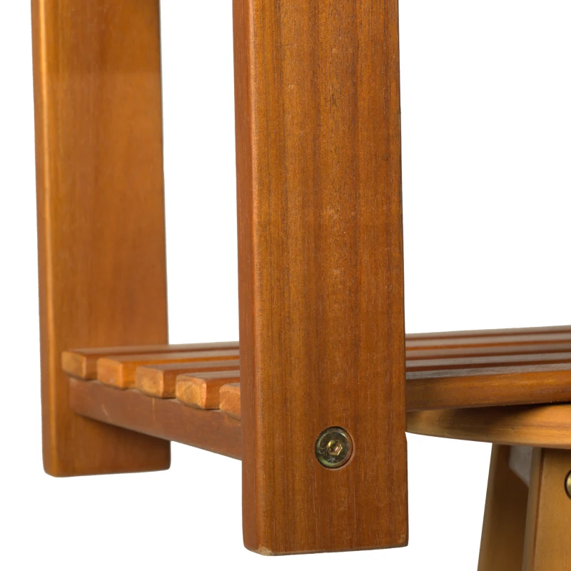 HOMCOM 3-Tier Shoe Rack Stool, Acacia Wood-Teak Colour