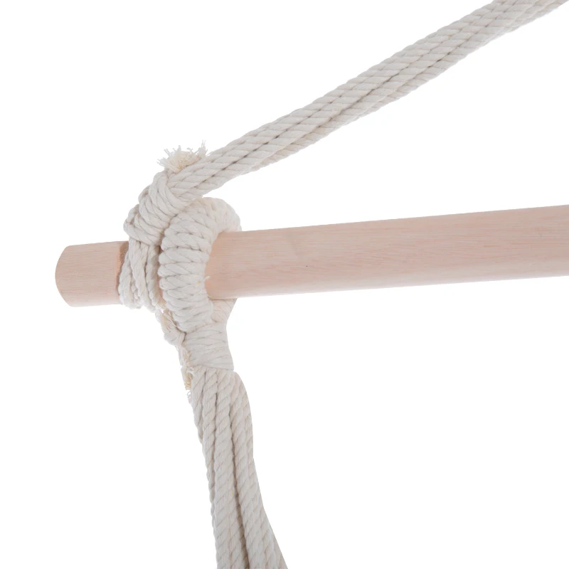 Outsunny Hanging Swing Chair, Cotton Cloth Size: 100Lx90W cm-Multi-colour stripes, white rope