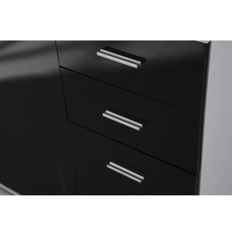 HOMCOM High Gloss Side Cabinet, 106x35x76 cm-Black/White