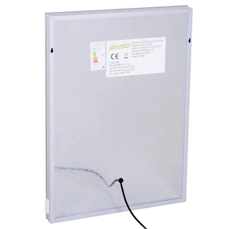 Kleankin Led Touch Sensor Mirror, 70.5×50.5×3.5 cm