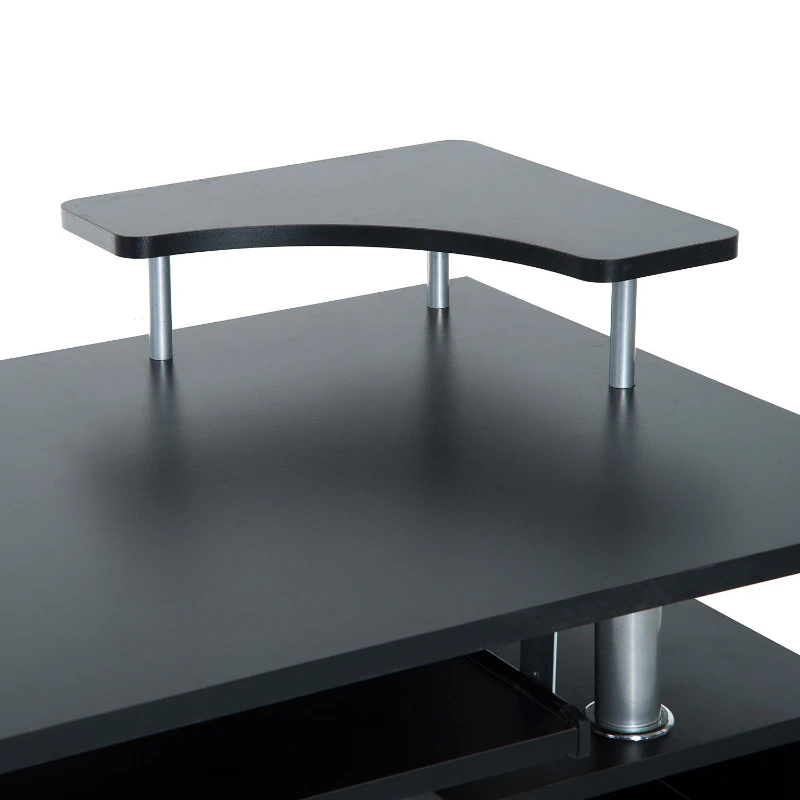 HOMCOM MDF Multi-Level Home Office Workstation Desk with Drawers Black