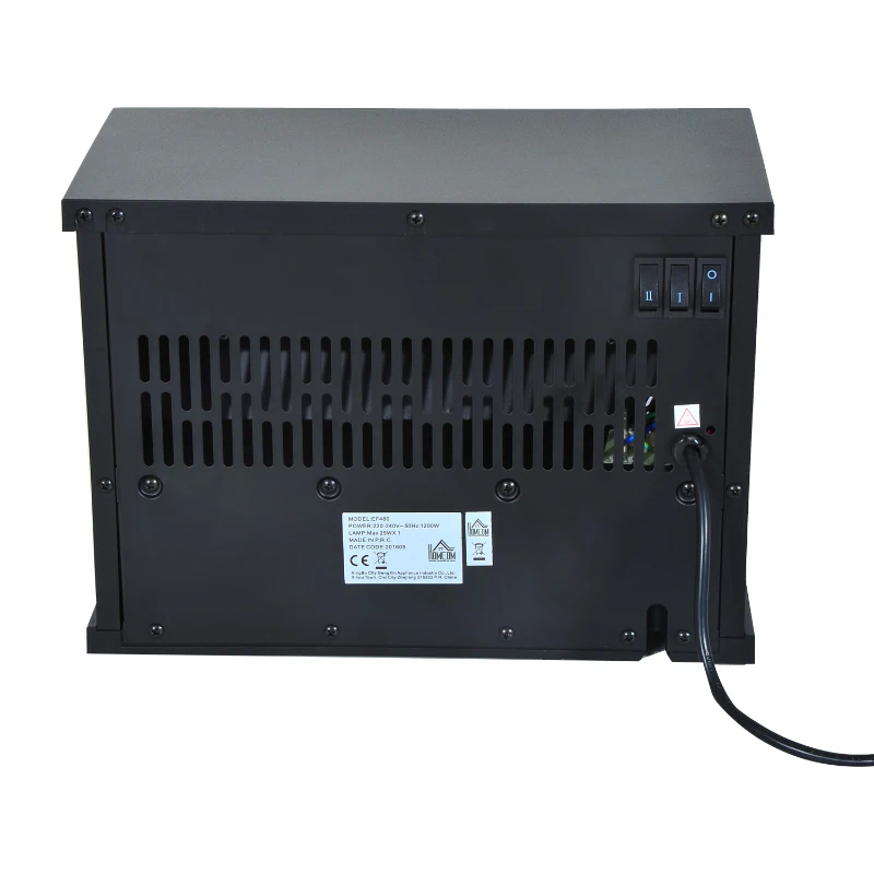 HOMCOM Fire Wood LED Flame Electric Fireplace-Black