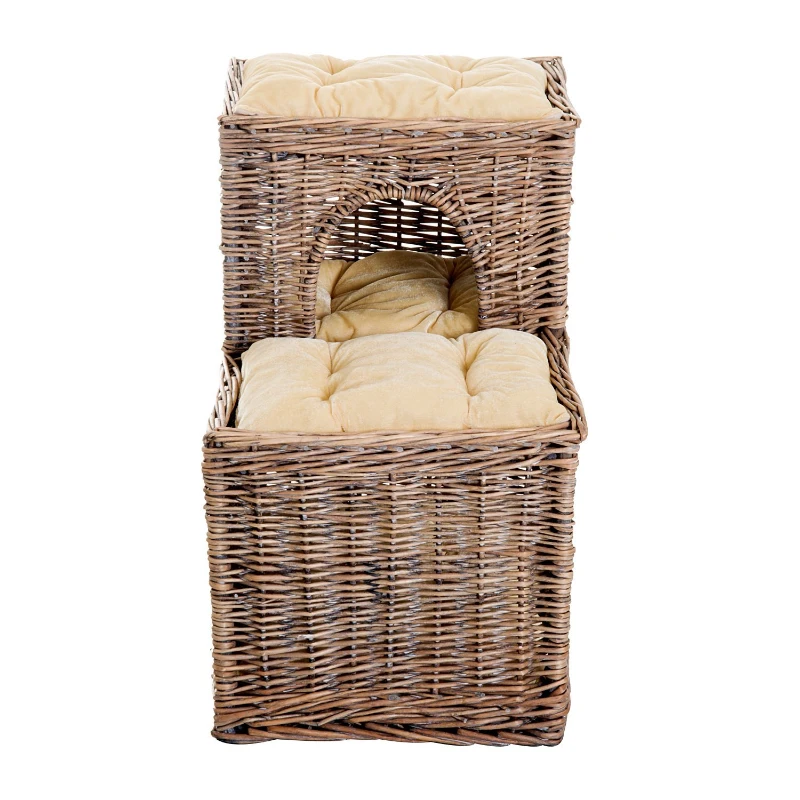 Pawhut Handcrafted Wicker Cat Cave Play House