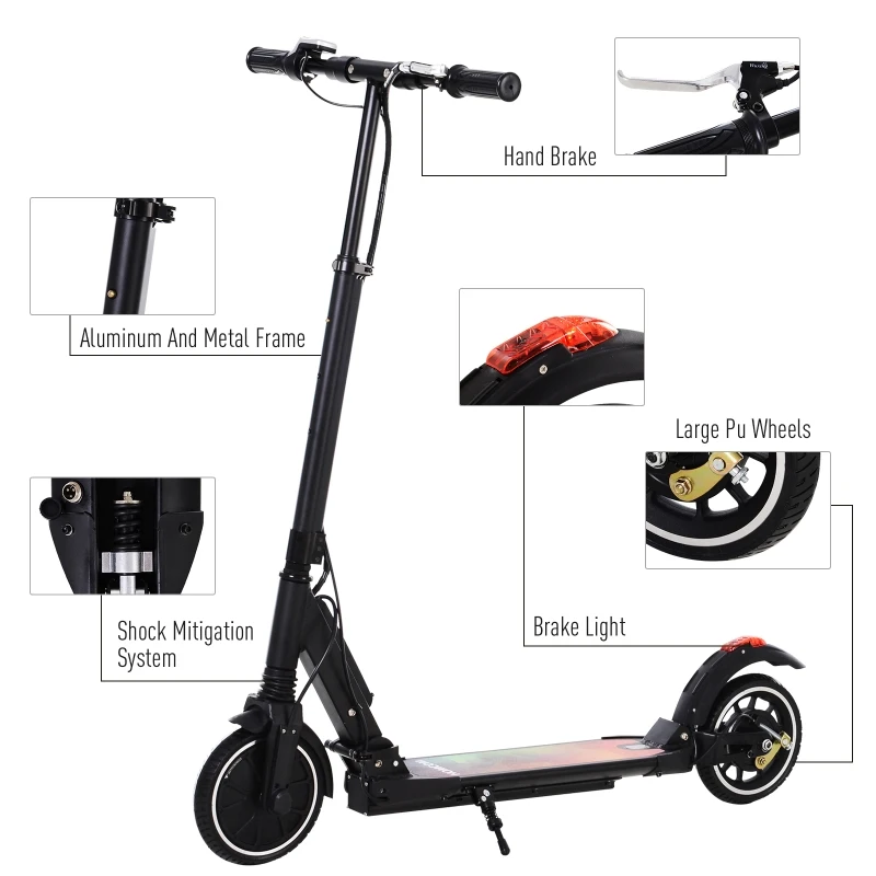 HOMCOM 250W Folding E-Scooter 36V Powered for Adults Black