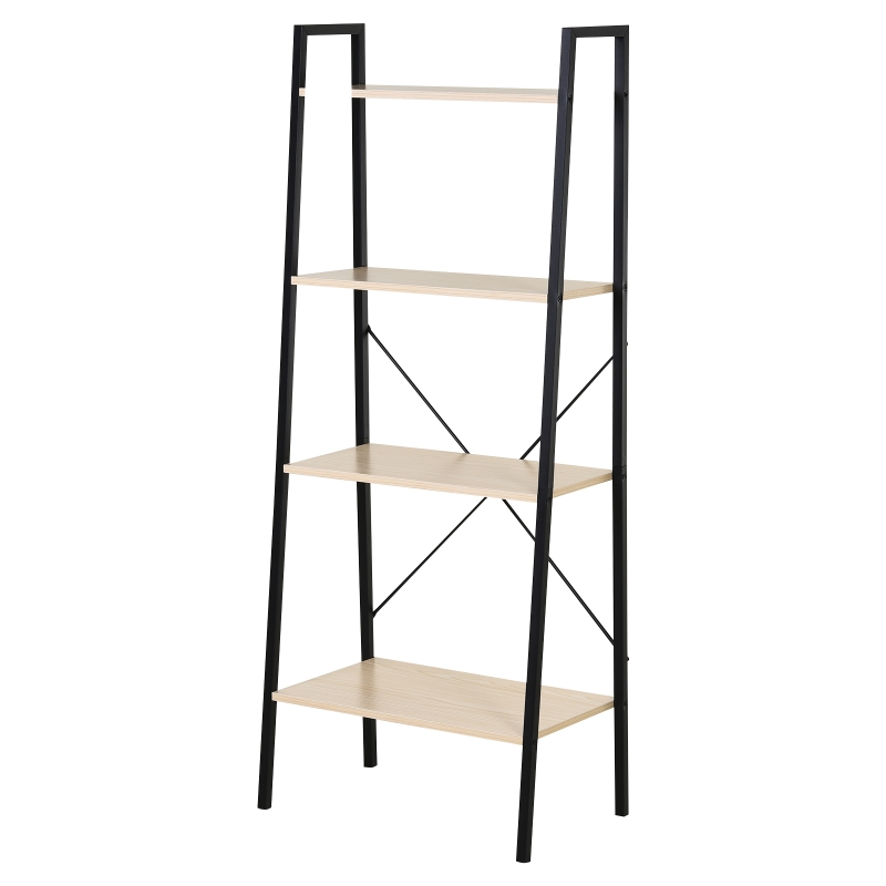 HOMCOM MDF Minimalistic 4-Tier Shelf Black