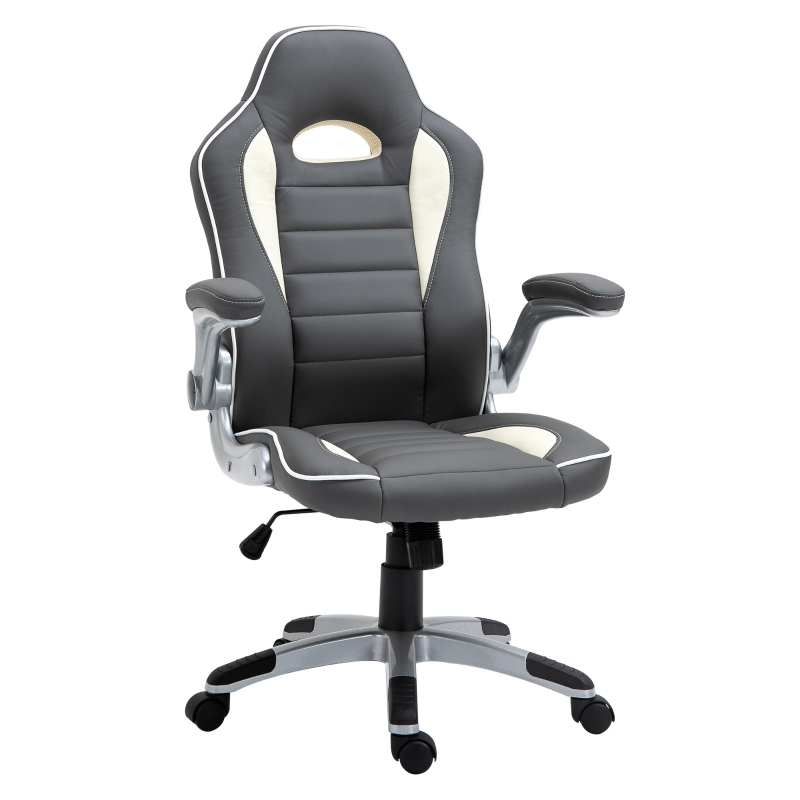 Vinsetto Office Chair Height Adjustable Swivel Chair With Tilt Function PU Grey