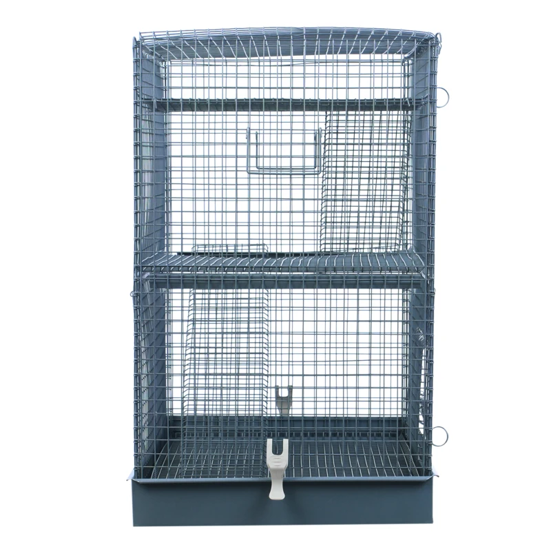 PawHut 3-Level Hamster Cage Small Animal Rat Pet Hutch House Easy Clip Base Ladder Grey