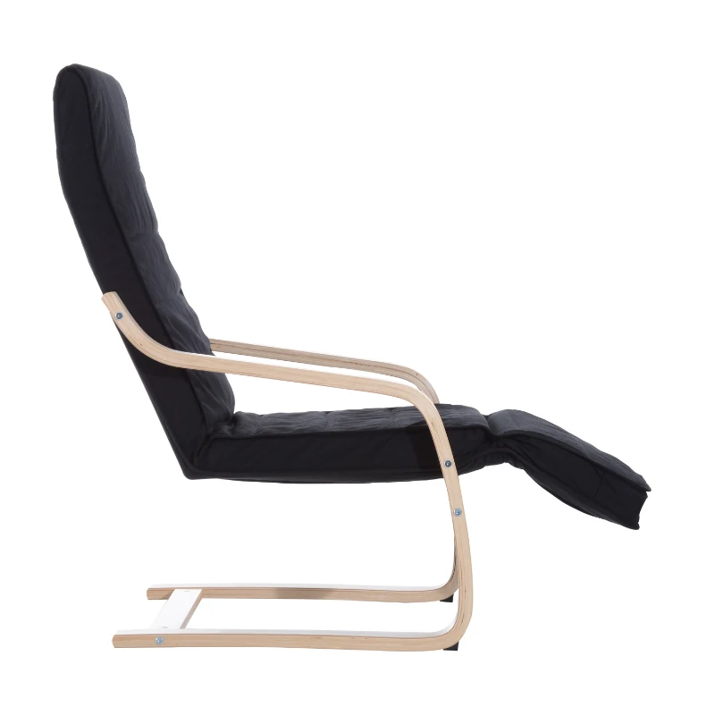HOMCOM Wooden Lounger Rocking Armchair with Adjustable Footrest Black
