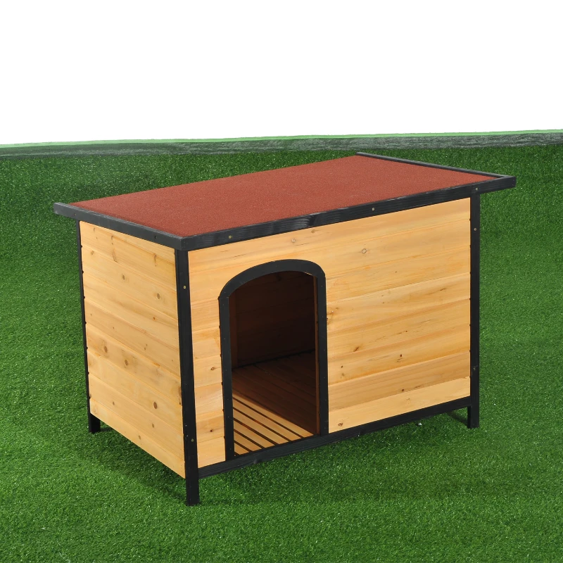 PawHut 116Lx79Wx82 H cm Elevated Pet House W/Opening Roof-Wood