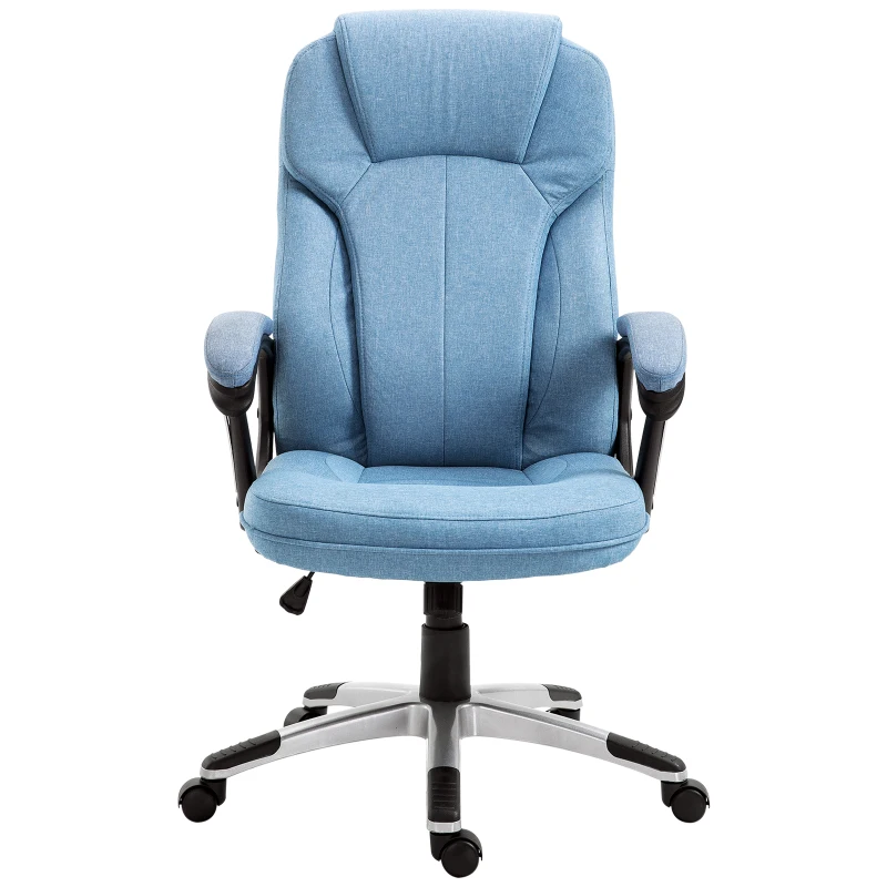 Vinsetto Executive Office Gaming Chair Linen Rocking Seat w/ Adjustable Padded Seat & Wheels in Blue