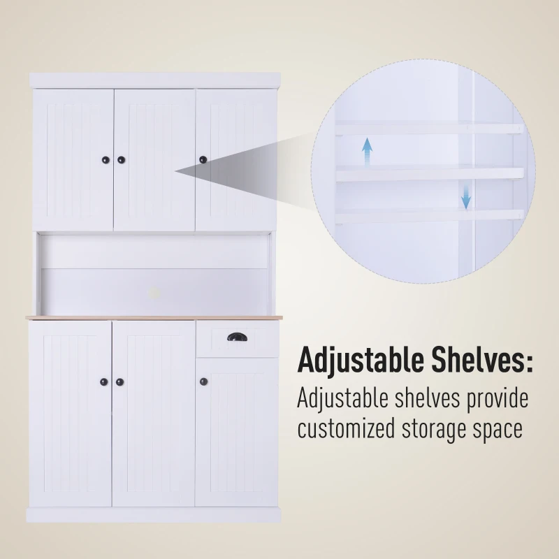 HOMCOM Unit Cabinet Drawer Storage Pantry Home White 180x101cm Freestanding Kitchen Cabinet