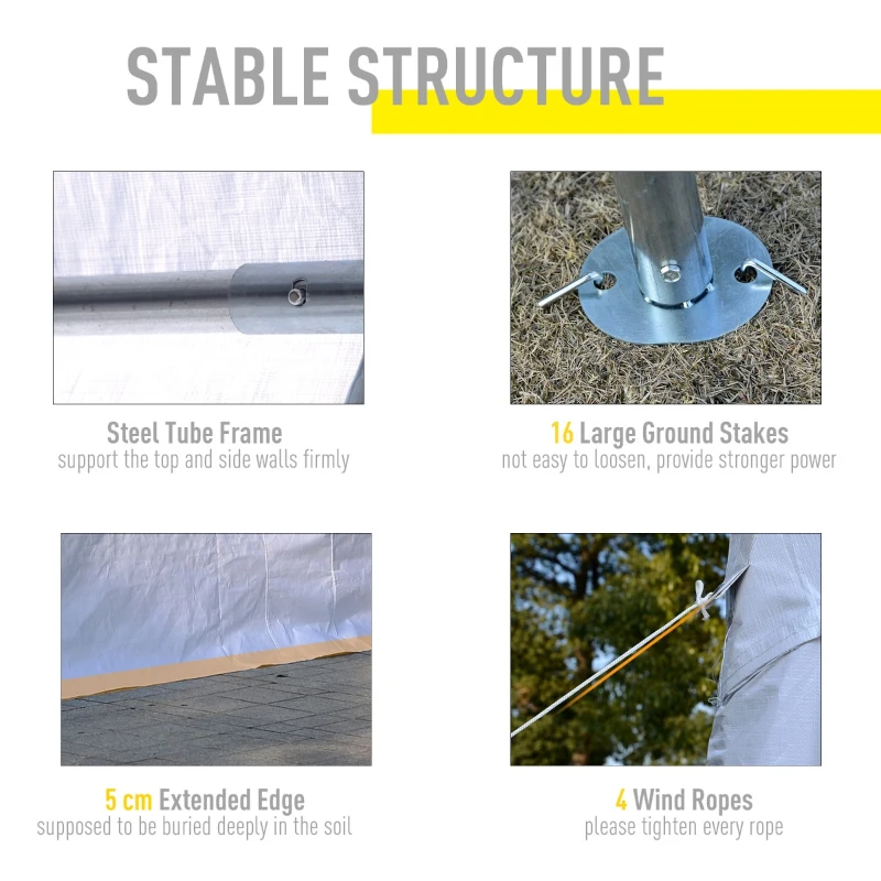 Outsunny 4 x 4m Party Gazebo, Party Marquee, Heavy Duty, Removable Sidewalls & Zippered Doors, Water Resistent, Steel Frame, White