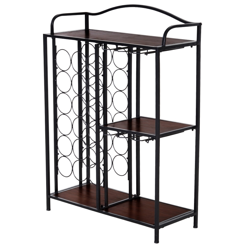18 Bottle Wine Rack 9 Stemware Rack Metal Stand Unit Storage