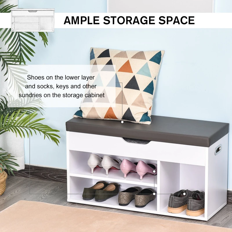 HOMCOM MDF Entry Way Shoe Storage Ottoman White