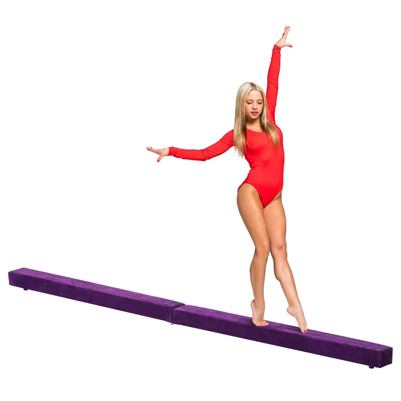 HOMCOM Suede Upholstered Wooden Folding Balance Beam Trainer Purple
