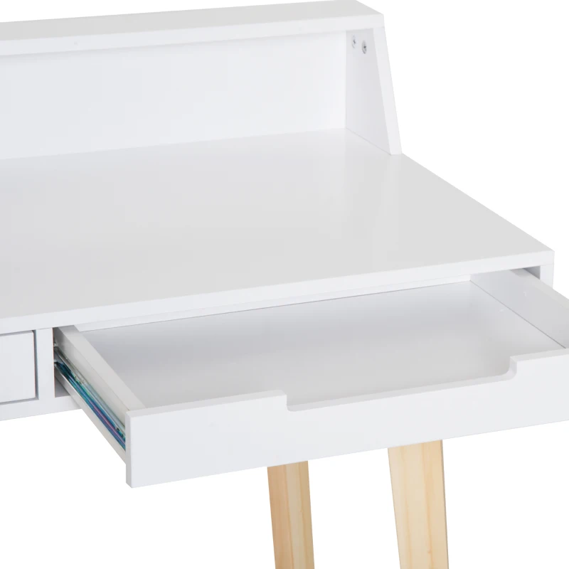 HOMCOM Writing Desk W/Solid Wood Legs-White