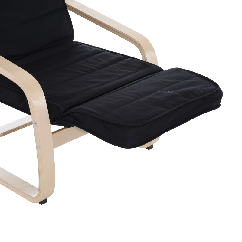 HOMCOM Wooden Lounger Rocking Armchair with Adjustable Footrest Black