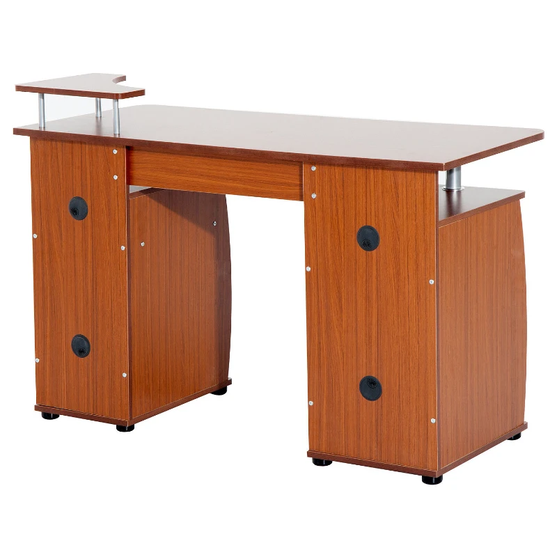 HOMCOM MDF Multi-Level Home Office Workstation Desk with Drawers Brown