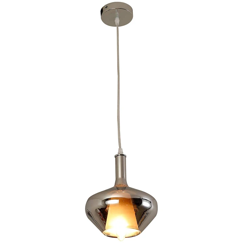 Modern Pendant Lamp, Round Shade GlassSilver aosom.ie
