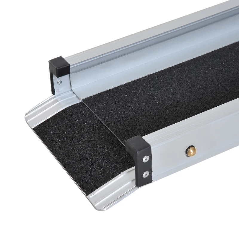 HOMCOM 2-piece 6 FT Wheelchair Ramp Lightweight Retractable Aluminum Skidproof PVC Carpeted