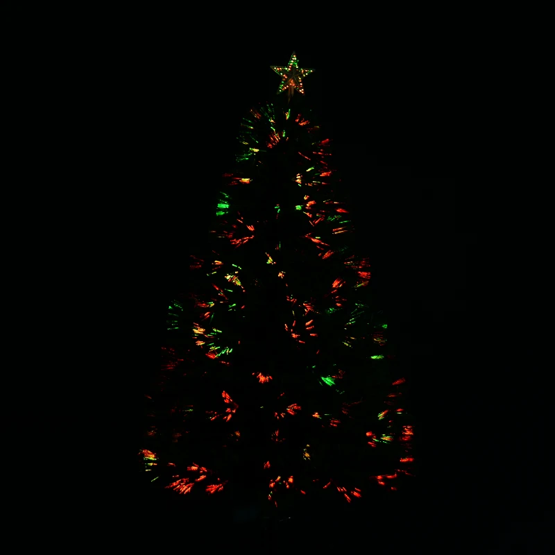 HOMCOM 4FT Pre-Lit Fibre Optic Artificial Christmas Tree Holiday Xmas Décor with Tree Topper Multi-Colour