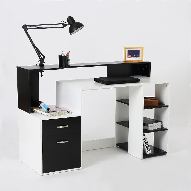 HOMCOM Wooden Computer Desk 140L x 55D x 92H cm-Black/White