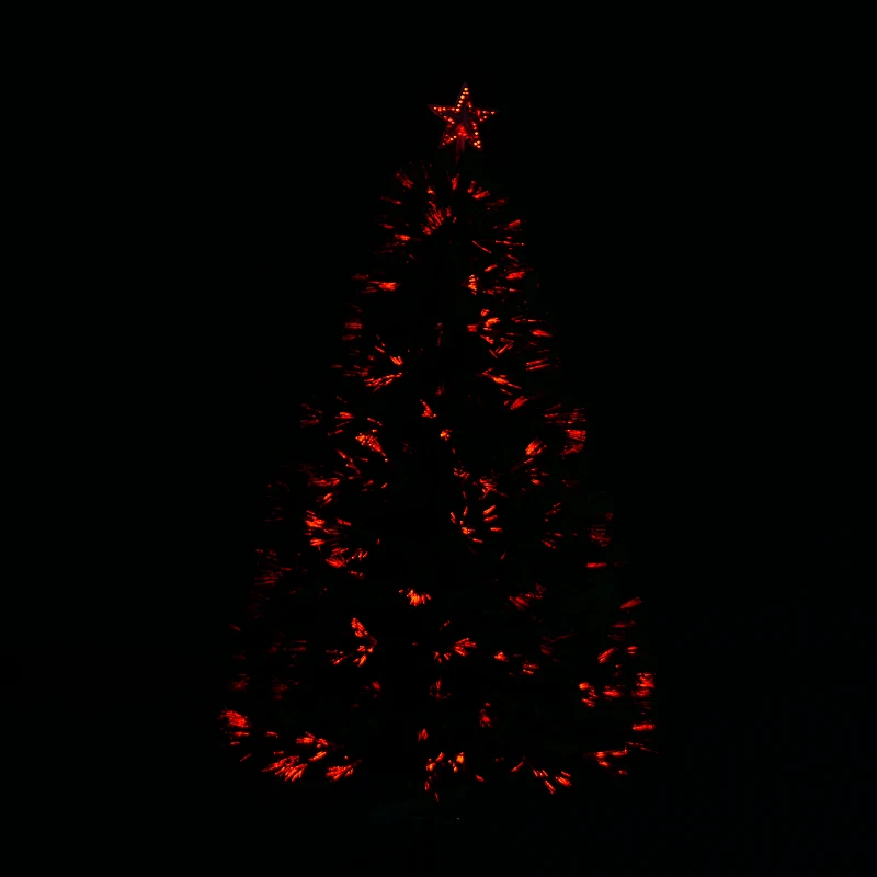 HOMCOM 4FT Pre-Lit Fibre Optic Artificial Christmas Tree Holiday Xmas Décor with Tree Topper Multi-Colour