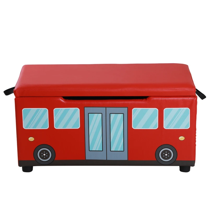 HOMCOM Kids PVC Collapsible Storage Bench Red