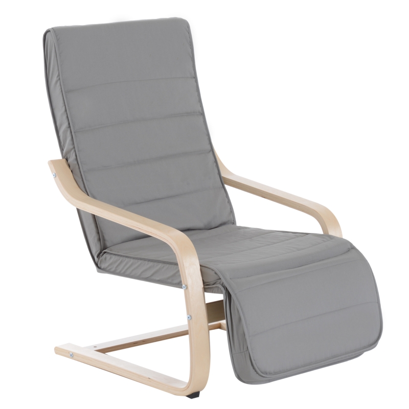 HOMCOM Deck Lounge Chair Garden Recliner Black Creamy White Adjustable