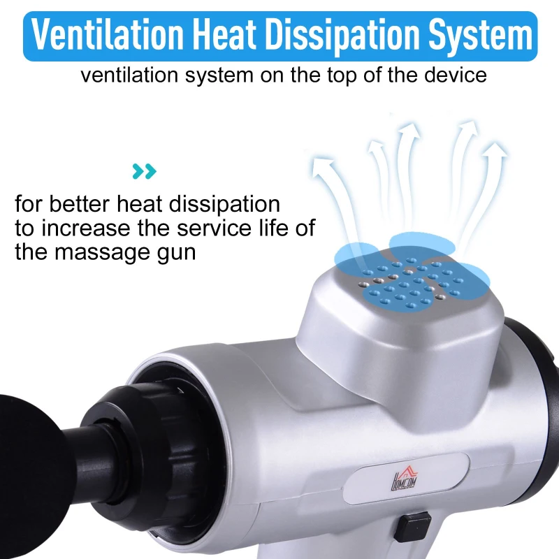 HOMCOM Silica Gel 6-Head 20-Level Intensity Handheld Electric Massager Black