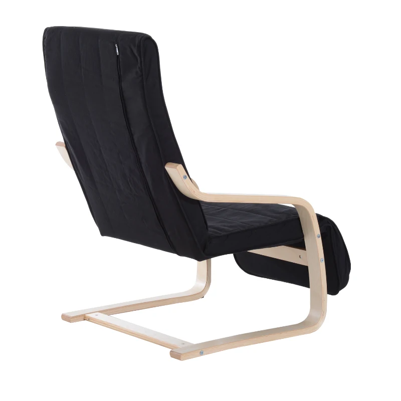 HOMCOM Wooden Lounger Rocking Armchair with Adjustable Footrest Black