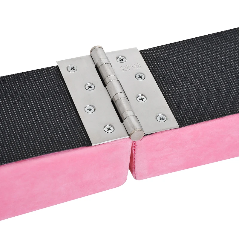 HOMCOM Suede Upholstered Wooden Folding Balance Beam Trainer Pink
