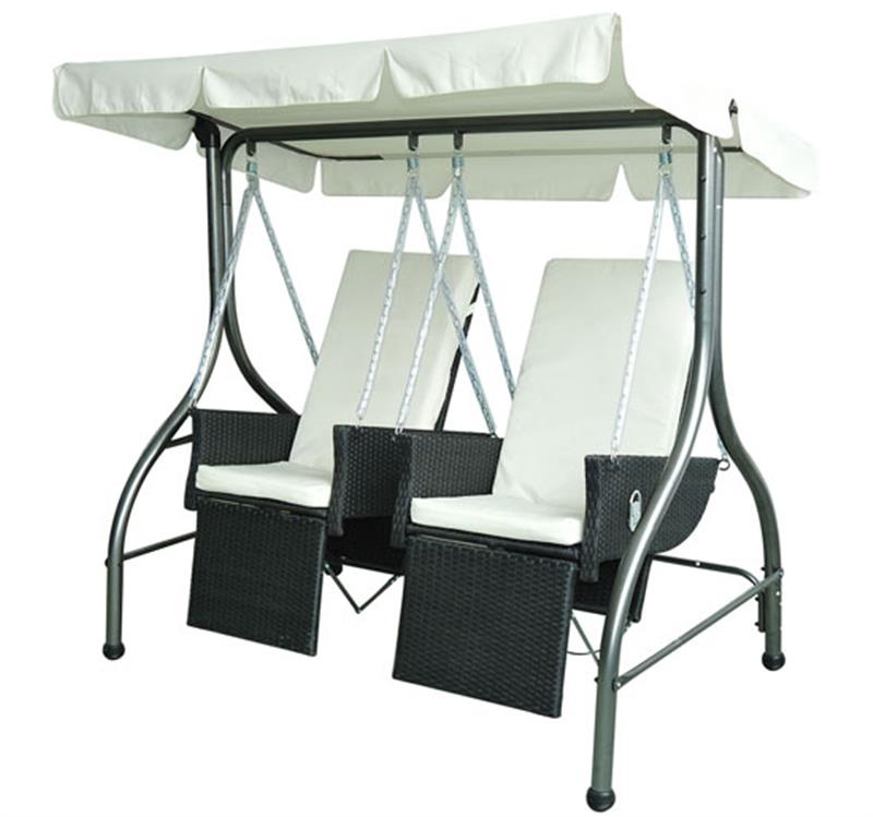 Outsunny Rattan 2Seater Swing ChairBlack AOSOM IE