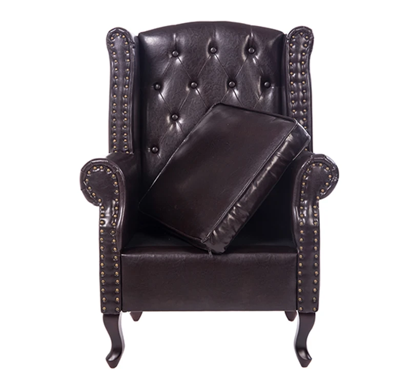 HOMCOM PU Leather Vintage Style High Back Armchair-Brown