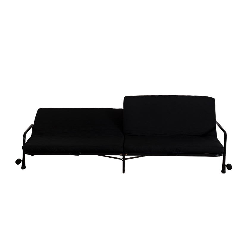 HOMCOM Foldable Fabric Couch, 3 Seats, w/wheels-Black