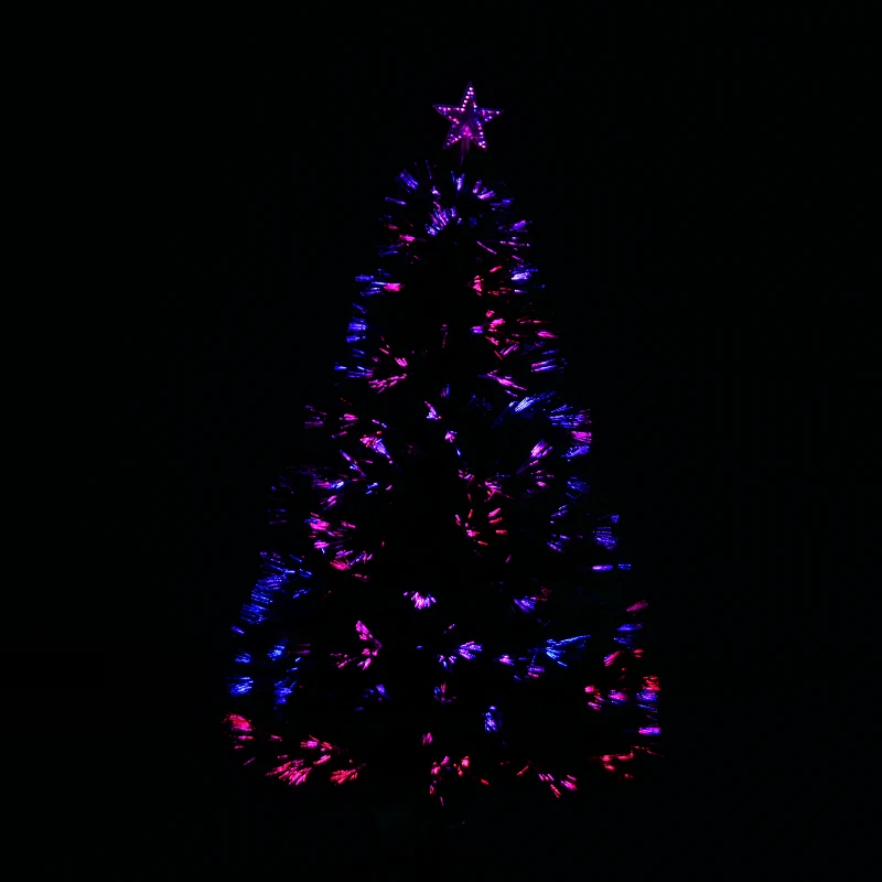 HOMCOM 4FT Pre-Lit Fibre Optic Artificial Christmas Tree Holiday Xmas Décor with Tree Topper Multi-Colour