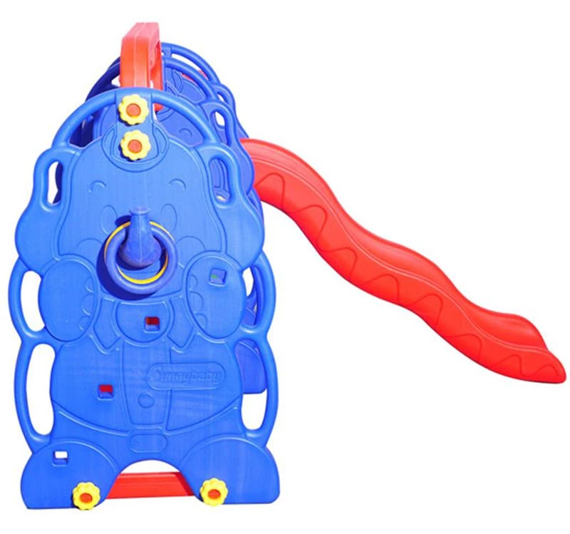 HOMCOM Kids Garden Playground W/ Swing Slide and Basketball Hoop-Red/Blue