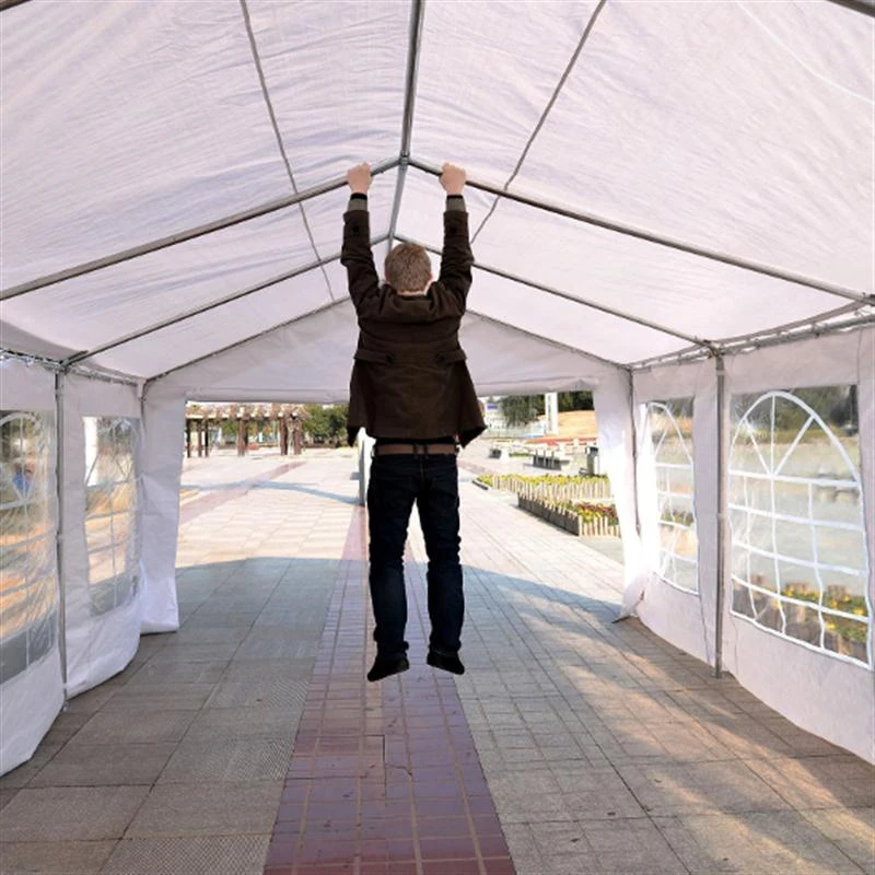 Outsunny 4 x 4m Party Gazebo, Party Marquee, Heavy Duty, Removable Sidewalls & Zippered Doors, Water Resistent, Steel Frame, White