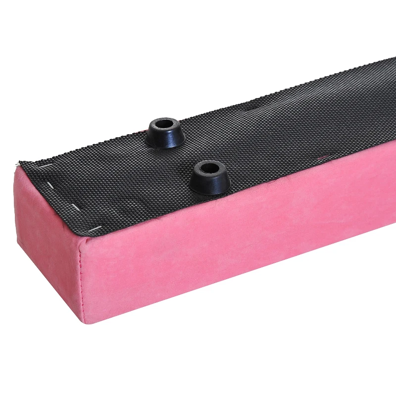 HOMCOM Suede Upholstered Wooden Folding Balance Beam Trainer Pink