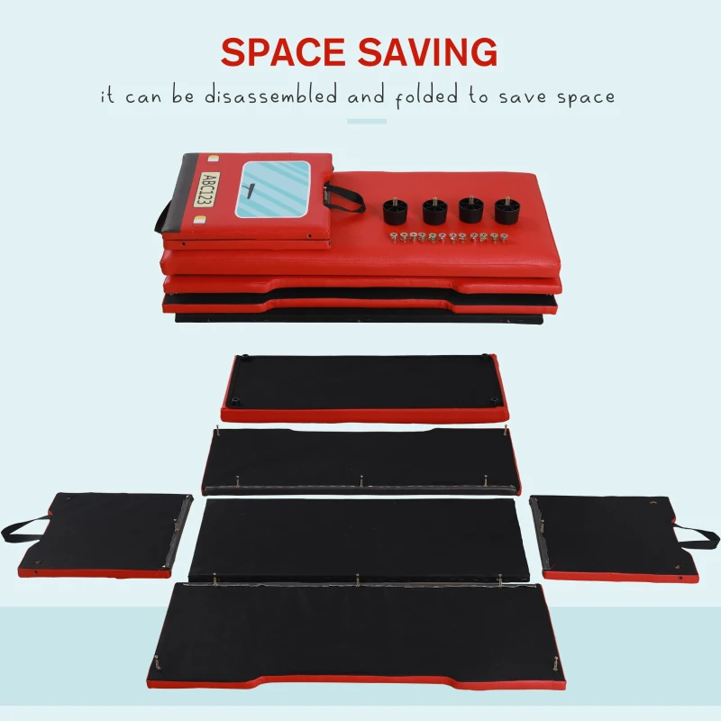 HOMCOM Kids PVC Collapsible Storage Bench Red