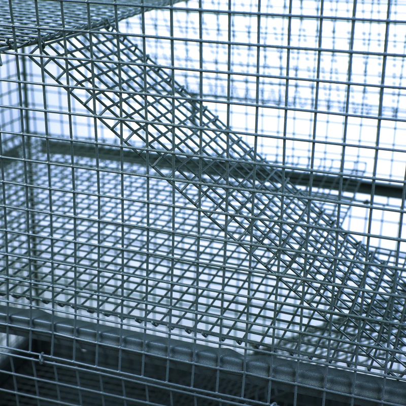 PawHut 3-Level Hamster Cage Small Animal Rat Pet Hutch House Easy Clip Base Ladder Grey