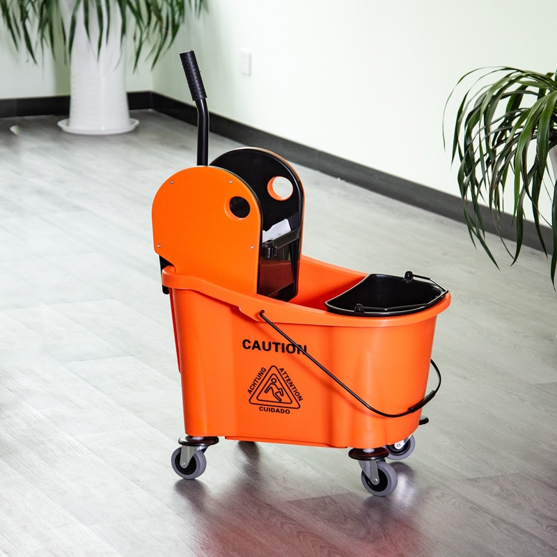 HOMCOM 9.5 Gallon/36L Mop Bucket Wringer Cart w/ Down Press Wringer, Wheels, Mop Holder