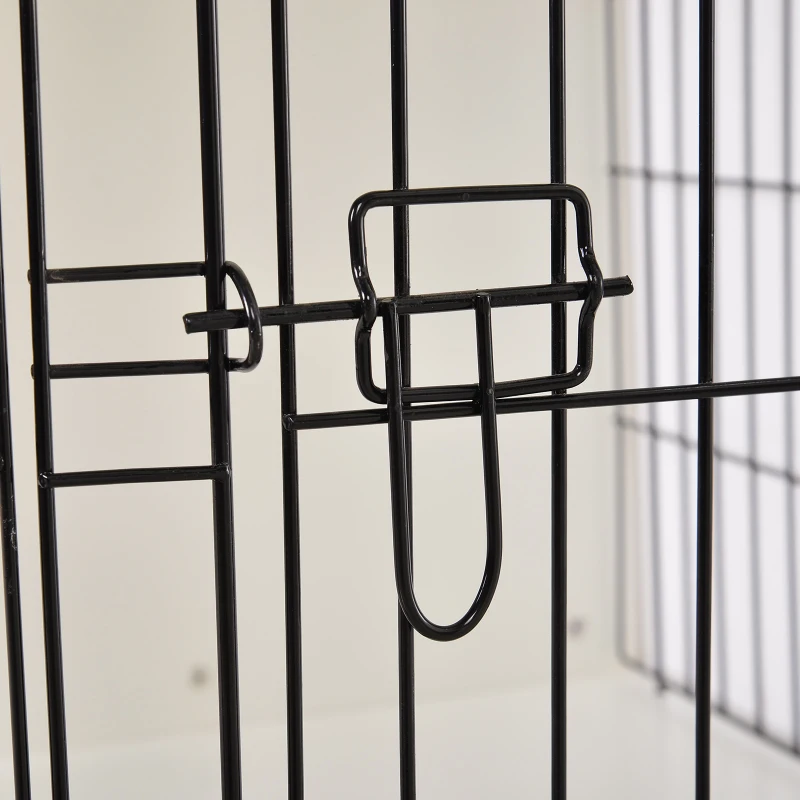 PawHut 35" MDF Base Metal Wire 2-Door Small Pet Cage White